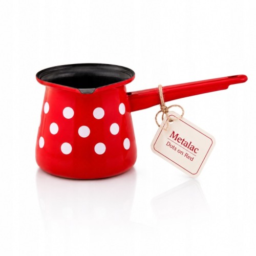 Garnuszek-Tygielek-emaliowany-do-kawy-0-4L-I-Metalac-Dots-on-red-czerwony.jpg