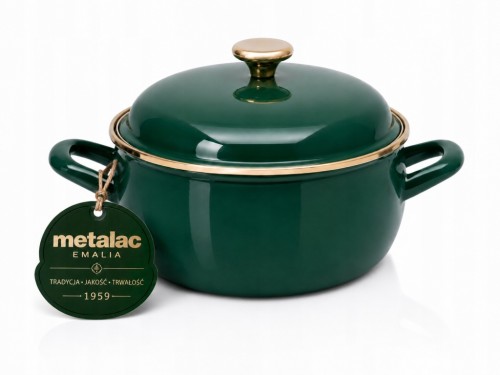 Garnek emaliowany niski 20 cm z pokrywką indukcja gaz Metalac 2,9L