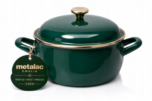 Garnek emaliowany 22 cm z pokrywką indukcja gaz Metalac 5,4L