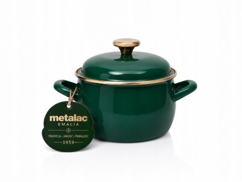 Garnek emaliowany 16 cm z pokrywką indukcja gaz Metalac 2,2L