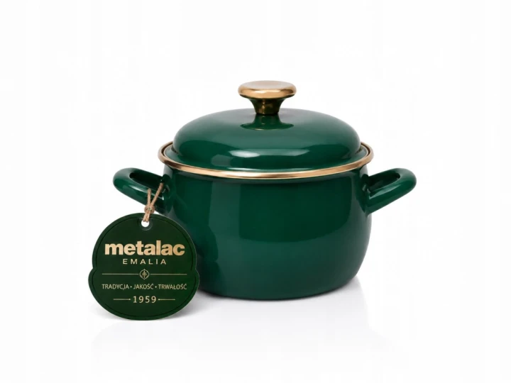 Garnek emaliowany 16 cm z pokrywką indukcja gaz Metalac 2,2L
