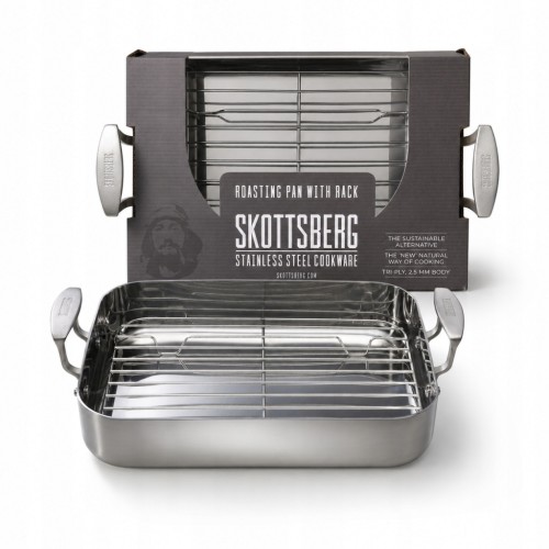 Duża brytfanna stalowa z rusztem 35x25cm Skottsberg Stainless Steel