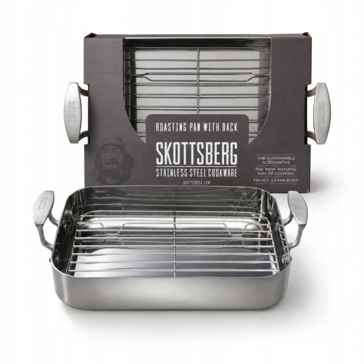 Duża brytfanna stalowa z rusztem 35x25cm Skottsberg Stainless Steel