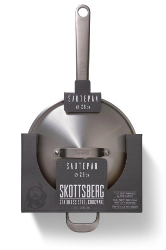 Patelnia wysoka ze stali nierdzewnej z pokrywką 28cm Skottsberg
