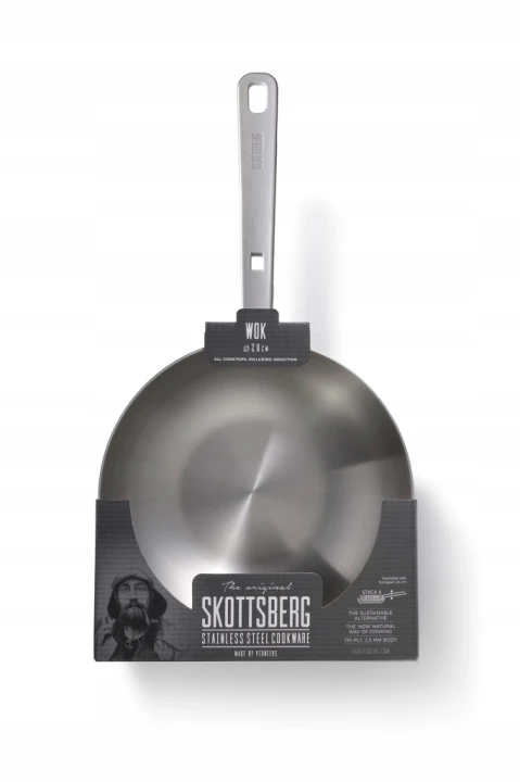 Patelnia Wok ze Stali Nierdzewnej 28cm Skottsberg