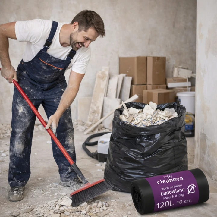 Worki na śmieci budowlane 120L 10 szt Heavy & Strong Cleanova