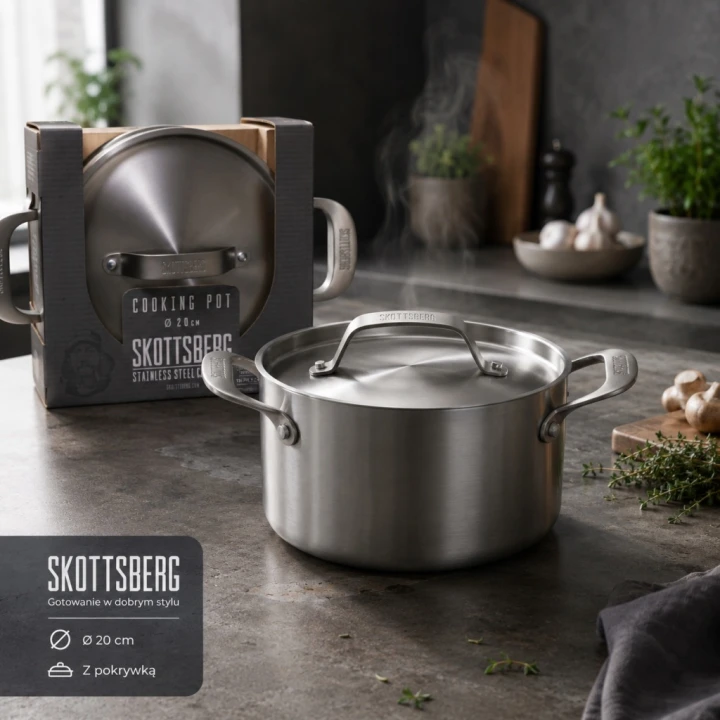 Garnek z pokrywką ze stali nierdzewnej 20 cm Skottsberg Stainless Steel