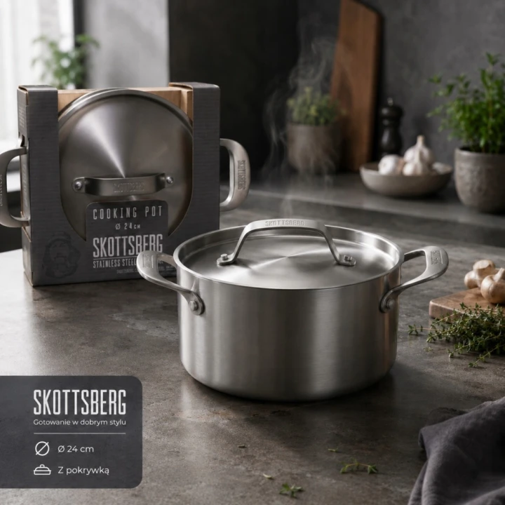 Garnek z pokrywką ze stali nierdzewnej 24 cm Skottsberg Stainless Steel