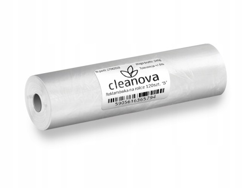 Reklamówka na rolce Cleanova HDPE, 7,5 mic, 42x34 cm 120 szt.