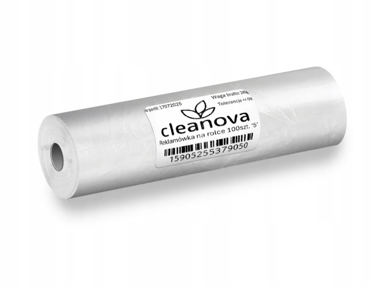 Reklamówka na rolce Cleanova HDPE,10 mic, 34,5x43 cm 100 szt.