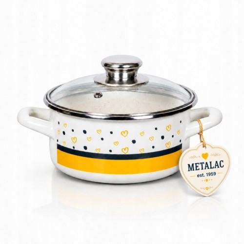 Garnek emaliowany z pokrywką 1,5L Metalac Hungry Hearts