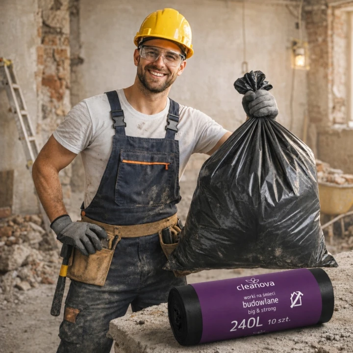 Zestaw 6 opakowań Worki na śmieci budowlane 240L 10 szt Big & Strong Cleanova