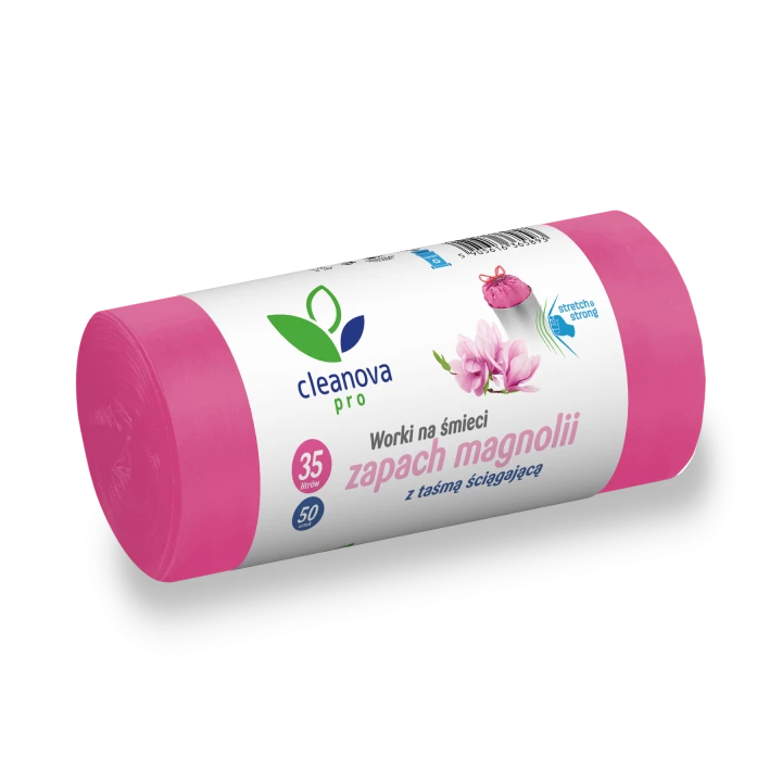 Worki na śmieci z taśmą ściągającą zapach magnolii 35L 50 szt. Cleanova Pro